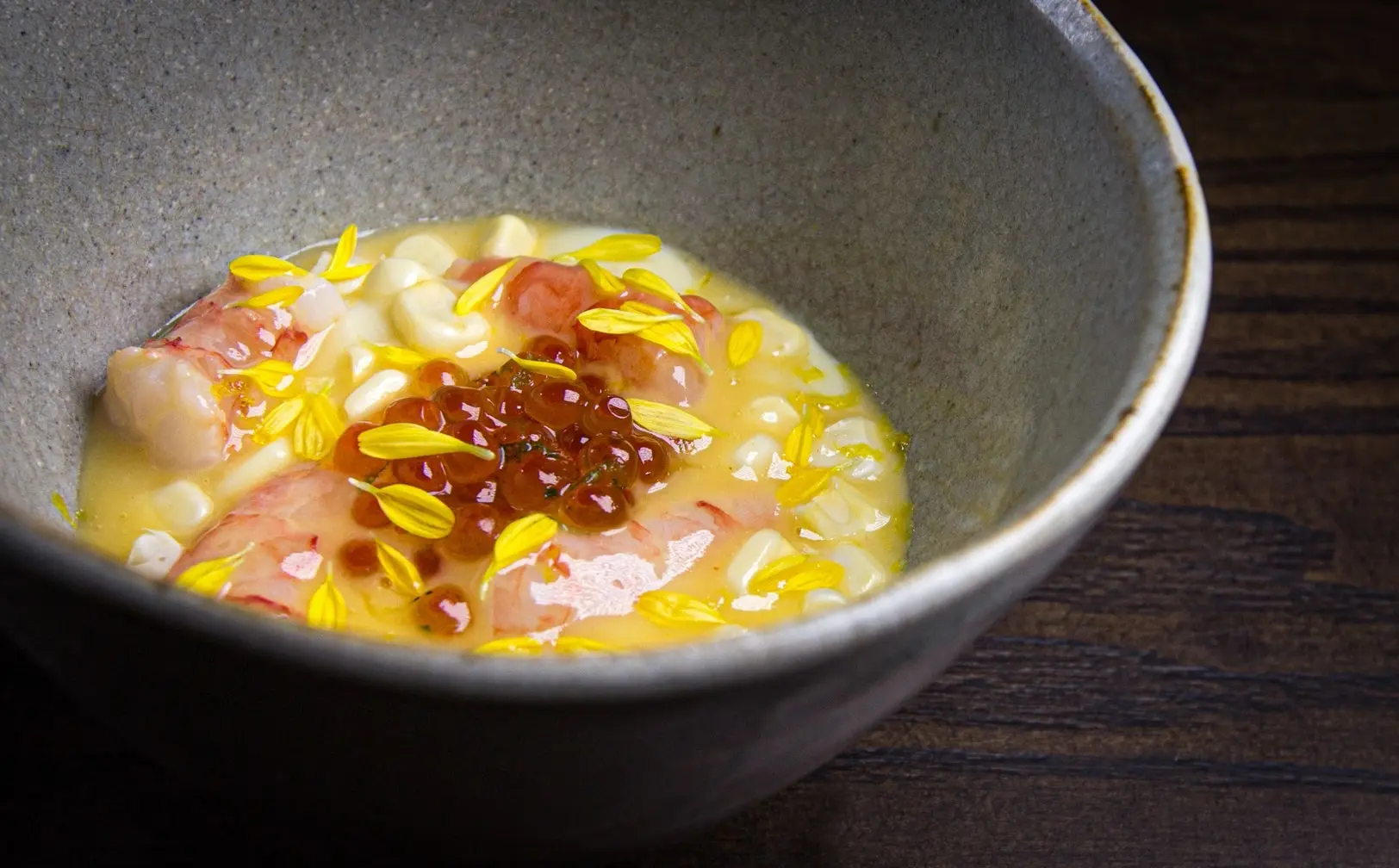 Prawn chawan mushi on a table